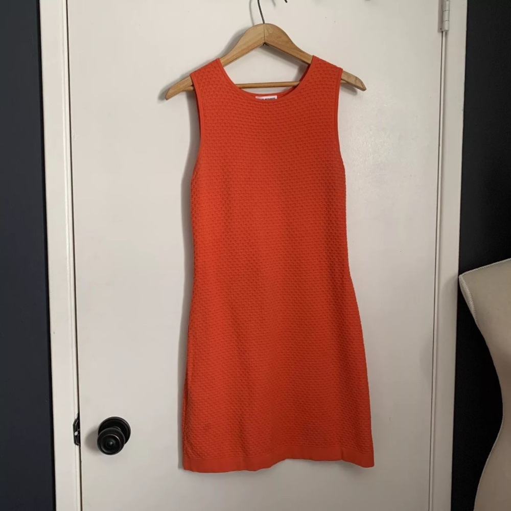 Club Monaco Dress XS Coral Cotton Sleeveless Sheath